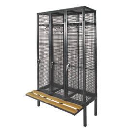 Heavy duty mine industrial wire locker with bench